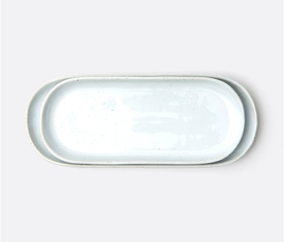 Marcus White Salt Glaze Small Oblong Serving Platters