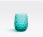 CLAIRE, Teal Tumbler Glass, Hand Blown, Pack/6