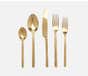 GWEN,Polished Gold Hexagon Flatware Collection 5-Piece Set:Knife, Dinner, Fork, Salad Fork, Soup Spo
