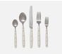JONES, Cream POM Handle/Silver Stainless Steel Flatware, 5-Piece Set