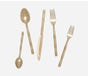 LILIANA, Polished Gold Flatware, 5-Piece Set: Knife, Dinner Fork, Salad Fork, Soup Spoon, Tea Spoon